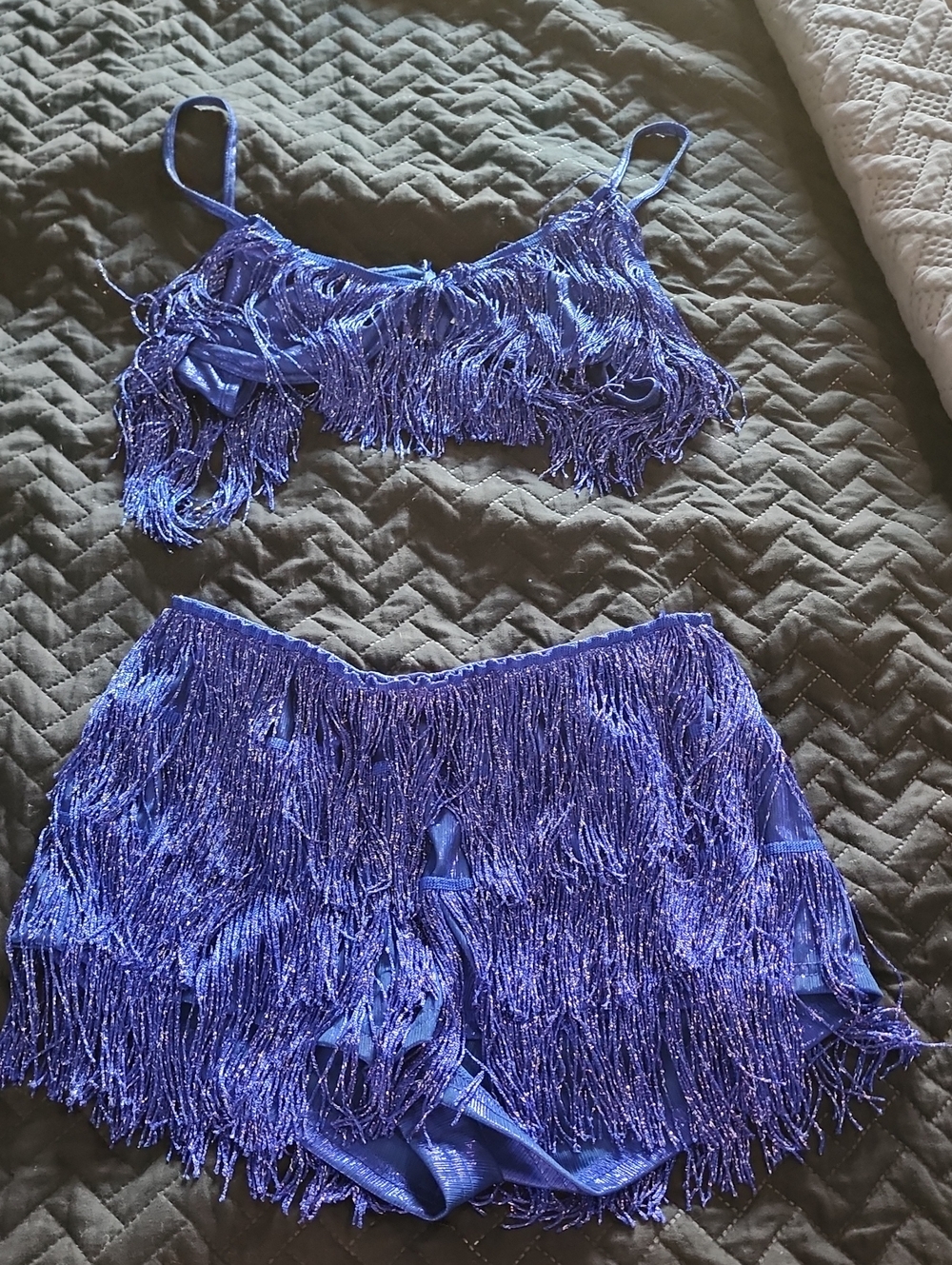SHEIN Royal Blue Fringe Two-Piece Lingerie Set